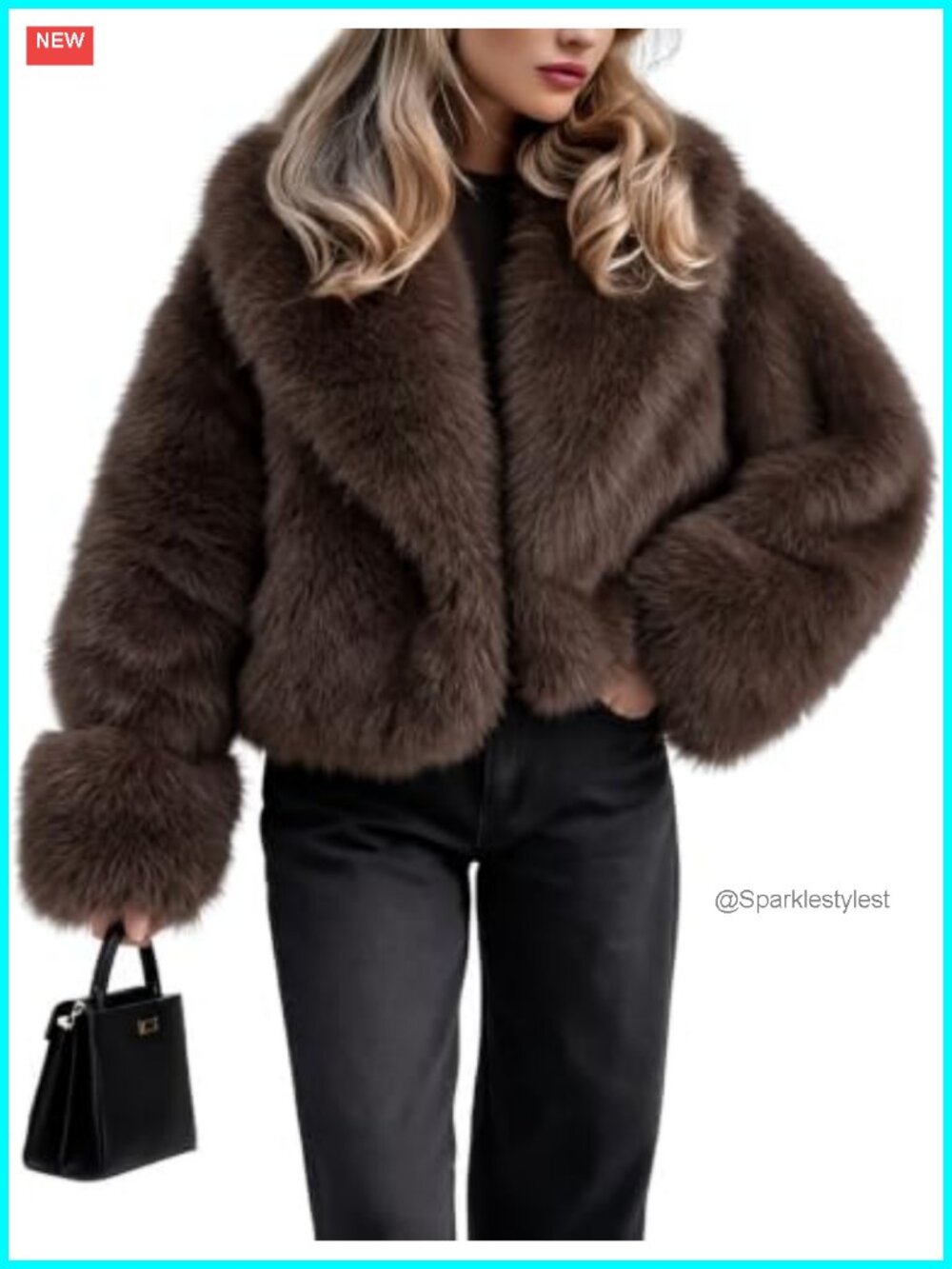 Fluffy Faux Fur Crop Coat Short Open Front Furry Winter Jacket